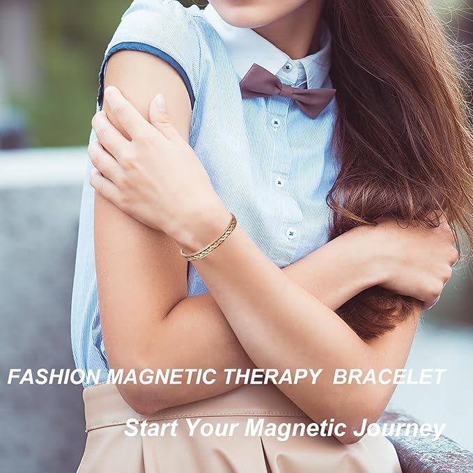 Copper Magnetic Bracelet for Women for Arthritis, Pure Copper Three-Color Gold Braid Adjustable Bracelet, Magnetic Jewelry Present(1072SGR)