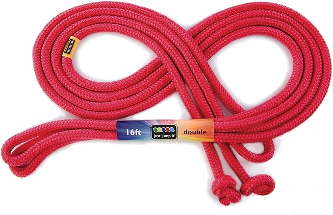 Just Jump It 16' Foot Single Jump Rope for Kids Women and Men - Active Outdoor Youth Fitness Excersing Equipment - Double Dutch Length Gym Accessories