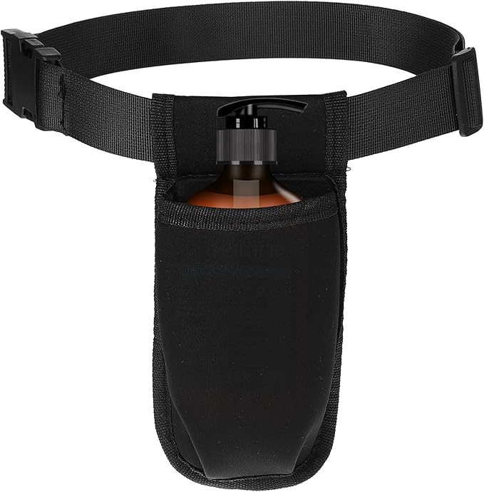Massage Bottle Bag Lotion Oil Waist Holder Organizer Therapist Bag Adjustable Durable Black Portable Storage Pouch Belt Hanging Easy Access Accessories Gifts 1Pcs