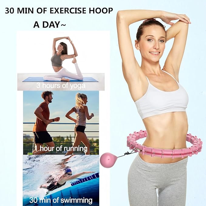 Plus Size Silent Weighted Hula Infinity Fitness Detachable Hoops 65-Inch 32 Knot, Smart Noiseless Infinity Hula for Women, Waist and Abdominal Home Weight Loss Exercise Fit Hoop