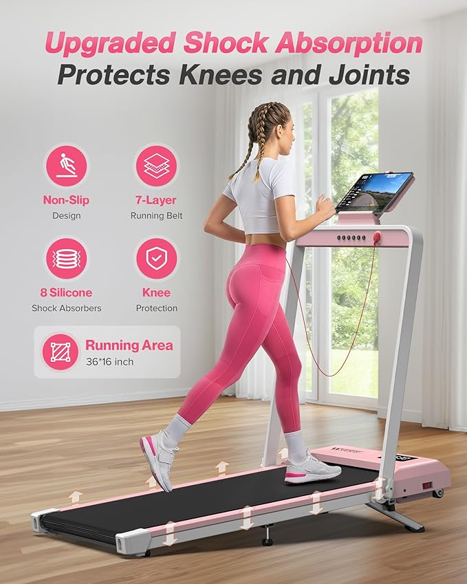 WELLFIT Foldable Treadmill with Incline, 320 LBS Capacity Walking Pad with Handle Bar, Portable Walking Pad Treadmills for Home, Under Desk Treadmill with App & Remote Control, Wide Belt, LED Display