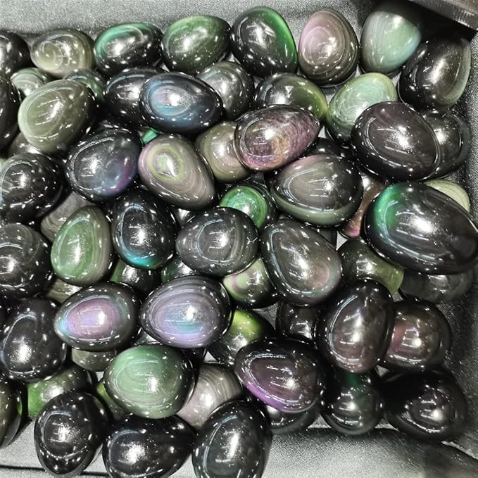 Meditation Home Natural Rainbow Eye Obsidian Polishing Eggs Yoga Decorations Ornament Chromotherapy Sphere Protection (Size : 4cm)