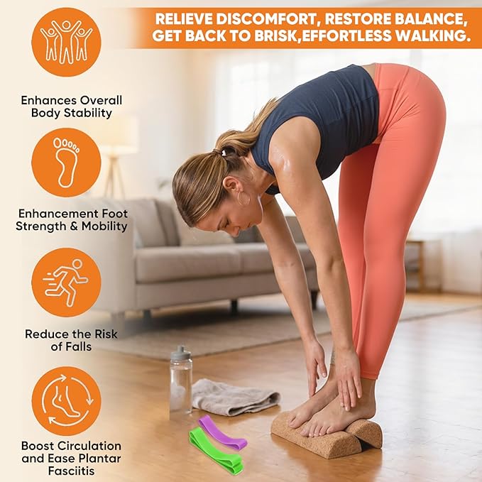 Cork Balance Board,Foot Balance Cork Roller,Premium 4-in-1 Foot & Ankle Strengthener Kit.Portable Design Balance Trainer Kit for Improve Foot Health & Function，Prevent Falls