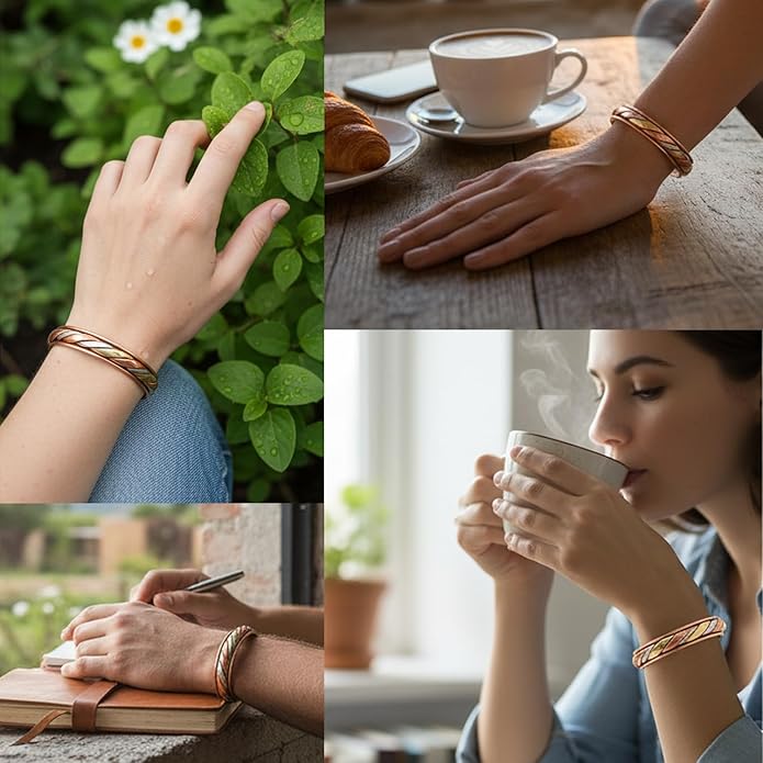 Touchstone copper bracelets | gift for men women |adjustable 100% pure solid real magnetic jewelry | handmade bracelet set combo | rope braided tibetan bangles.