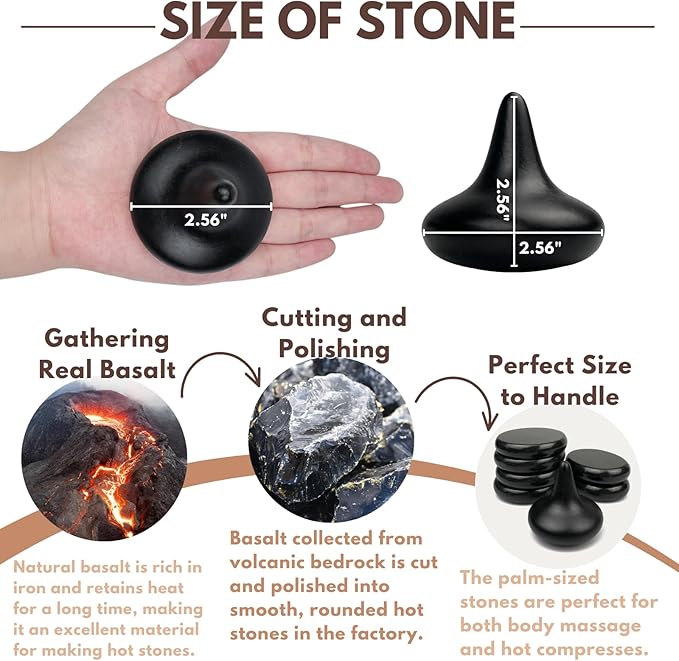 Hot Stones for Massage - Hot Rocks Mushroom Shaped Basalt Massage Stone for Home Spa Relaxing and Pain Relief