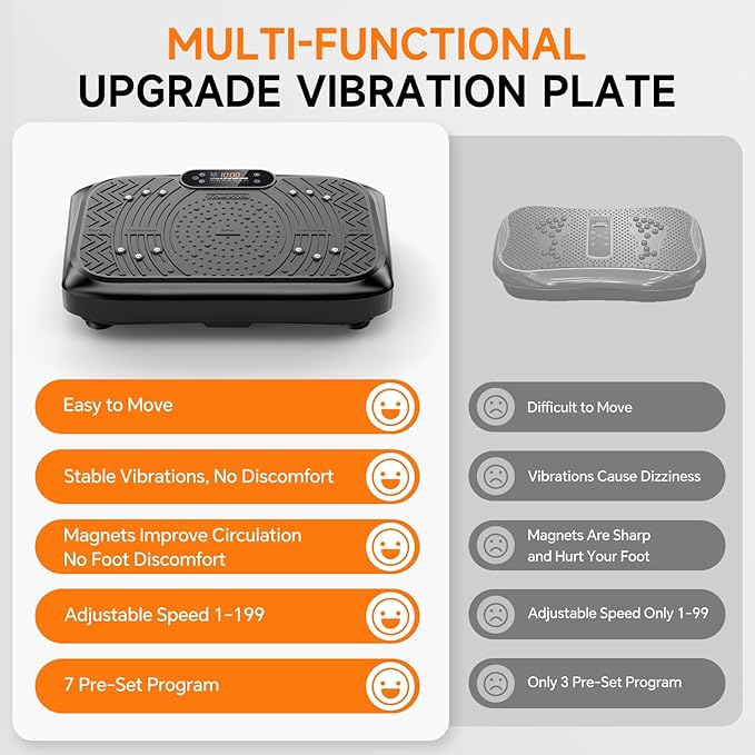 Vibration Plate Exercise Machine 450 Lbs Capacity,Vibrating Plate for Lymphatic Drainage,Power Shake Plate 199 Speeds for Weight Loss,Full Body Vibration Platform Machines for Women Men