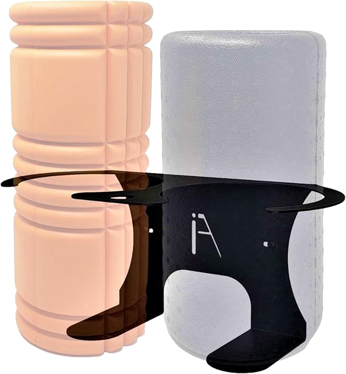 IRON AMERICAN - Multi-Use Foam Roller/Yoga Mat Rack - Gym Storage Foam Roller Rack Caddy/Yoga Mat Wall Mount Gym Rack - Store Any Size Foam Roller and ALL Yoga Mats Hardware Included