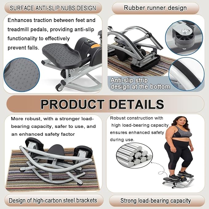 Rock Stepper Side to Side Exercise Machine - Lateral Twist Rocking Stepper, Mini Portable Stair Stepper for Fitness at Home, Cardio Workout Equipment, Compact Indoor Trainer with Resistance Bands