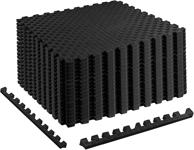 Elevon Puzzle Exercise Gym Flooring Mat, EVA Interlocking Foam Tiles Workout Mat for Home Gym, Fitness Equipment, MMA, Gymnastics, Shock-Absorbing Exercise Mat, Multi-Color