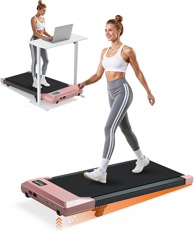 Walking Pad,6% Manual Incline Walking Pad Treadmill,Under Desk Treadmill for Home Office, with App & Remote,2.5HP Quiet,LED Display,300 lbs Capacity