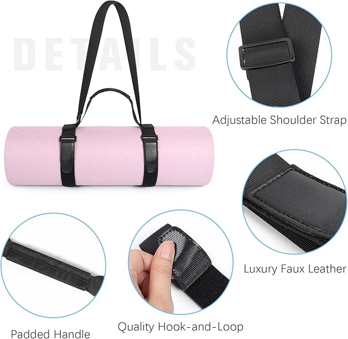 WOMACO Yoga Mat Strap, Adjustable Yoga Mat Carrier with Shoulder Strap & Handle for Women, Men