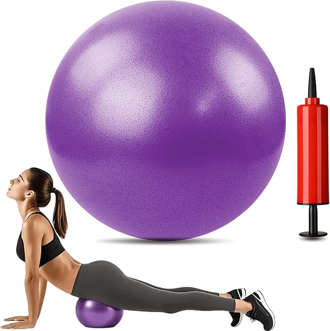 Mini Yoga Pilates Ball 10 Inch for Stability Exercise Training Gym Anti Burst and Slip Resistant Balls with Inflatable Straw