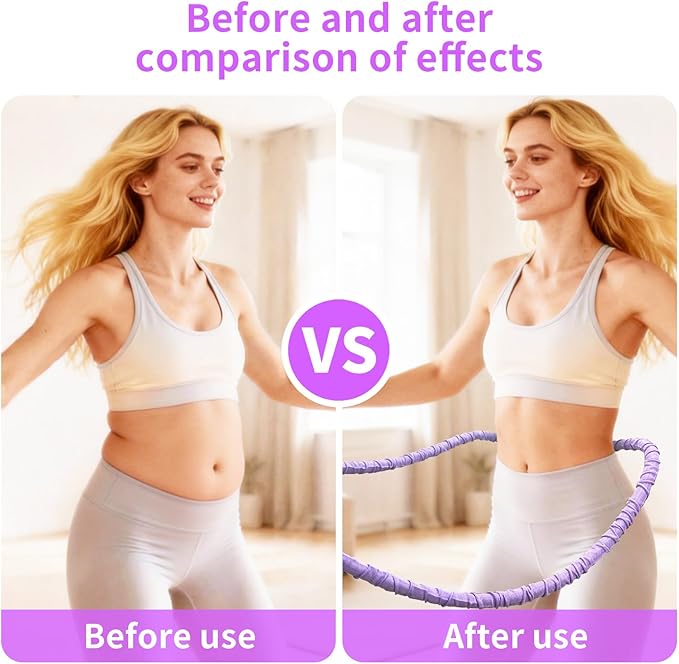 2 LB Soft Weighted Hula Hoop for Adults - Foldable No Pinching Design, Skin-Friendly PP Webbing | Ideal for Postpartum Toning & Home/Travel | Fits Users Under 130 LBS