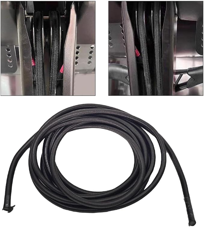 Rowing Machine Elastic Rope Replacement Cord, 158in Black for 500/550