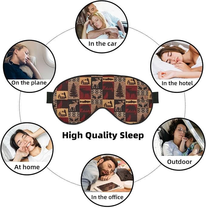 Bear Deer Fish Eye Mask, Blackout Eye Mask unisex,Sleep Eye Covers with Adjustable Straps, Travel Eye Mask