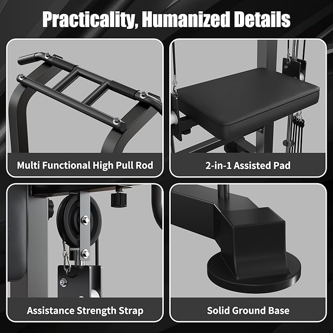 soges Power Tower Dip Station with Assisted Pad, Height Adjustable Pull Up Bar Station for Home Gym, Multi-Function Strength Training Full Body Workout Equipment, 330 Lbs, Black