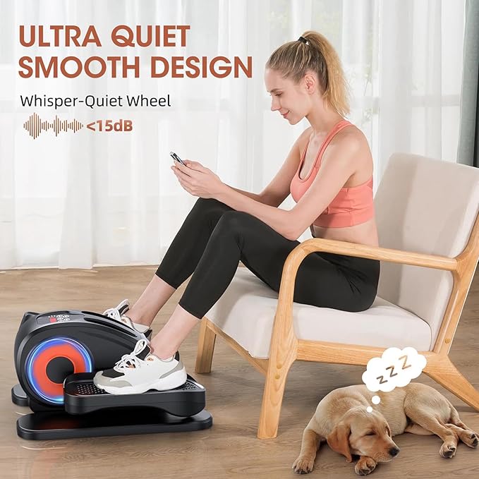 Under Desk Elliptical Machine, 2-in-1 Electric Leg Exerciser for Seniors, Quiet & Compact Pedal Exerciser with Remote, 12 Speed Elliptical Exercise Machine for Home Office