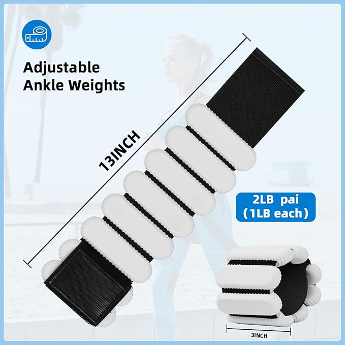 Ankle Weights for Women and Men, Adjustable Wrist Weighted Training Bracelet for Home Gym Workout, Strength Training Walkin Running, Foot weights for exercise,2pc on Set