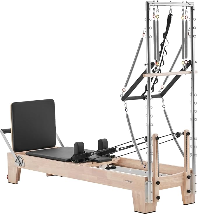 VEVOR Pilates Reformer Machine, Pilates Workout Equipment for Home Gym Studio Use, Pilates Reformer with Sitting Box and Jumpboard，fit for Beginners & Advanced Users