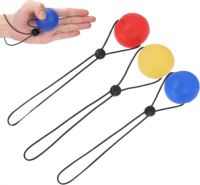 3 Pieces Secure Stress Balls on a String, Climbing Ball Hand Training Device, Hand Exercise Strengthening Rehabilitation