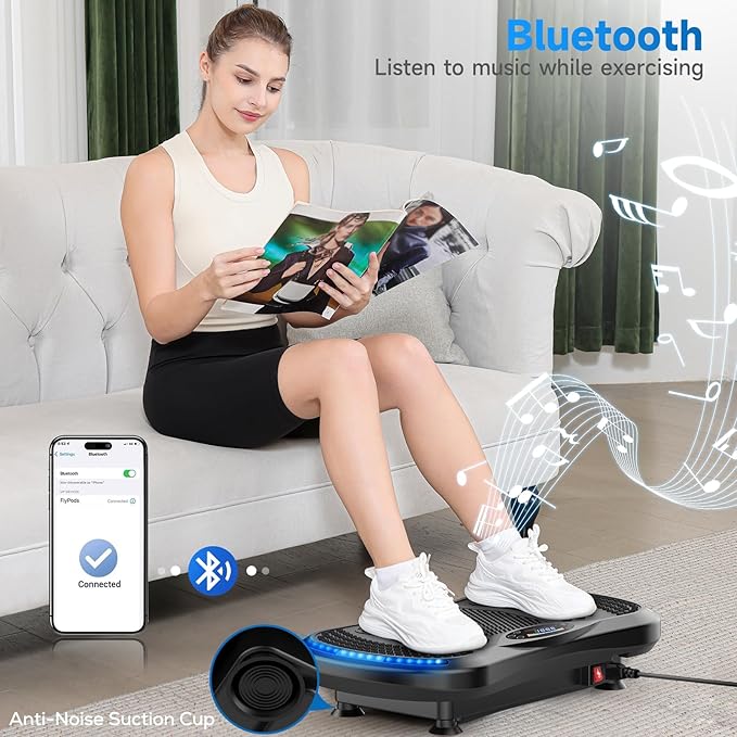 Vibration Plate Exercise Machine for Lymphatic Drainage, Vibration Machine for Full-Body Weight Loss Shaping, Vibrate Fitness Platform 400 Lbs & 200 Adjustable Speeds for Women Men Home