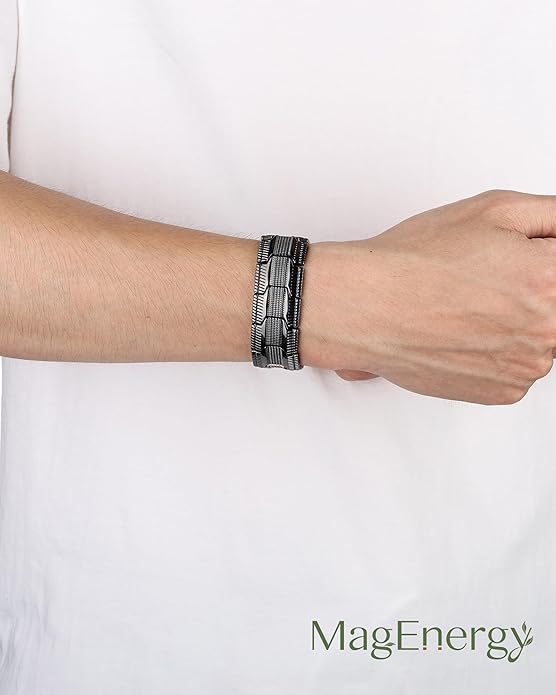 MagEnergy Copper Bracelet for Men, 3X Strength Magnetic Bracelet with 99.99% Pure Copper Ring & 3500 Gauss Magnets, Adjustable Length with Sizing Tool