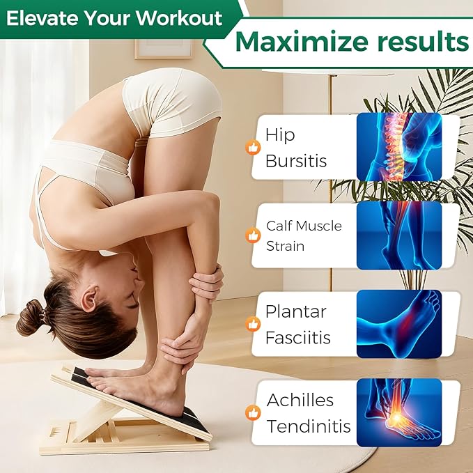 Slant Board for Calf Stretching, Wooden Slant Boards for Exercise, 300 Lbs Weight Capacity Squat Wedge, Premium Calf Stretcher, Physical Therapy Equipment for Rehab & Strength Training