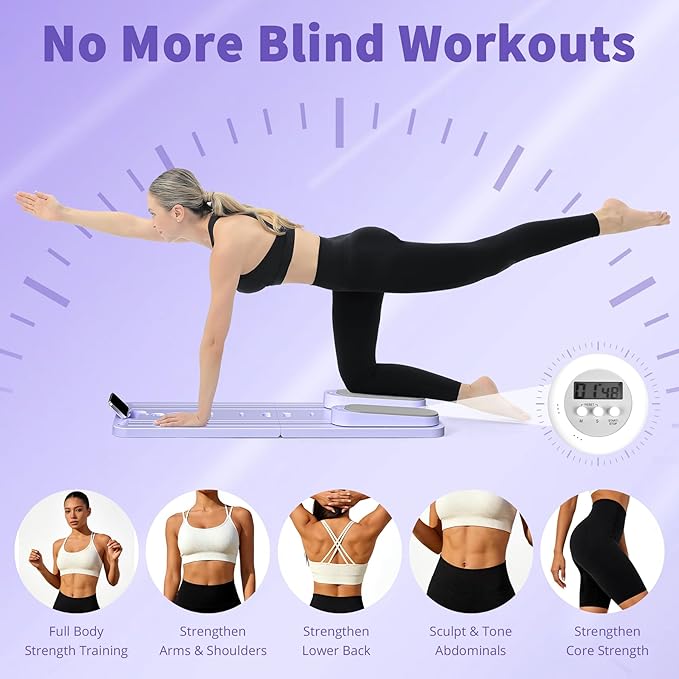 Pilates Board - Pilates Reformer Set, Multi-Purpose Foldable Pilates Reformer Board for Home,11 in 1 Pilates Equipment