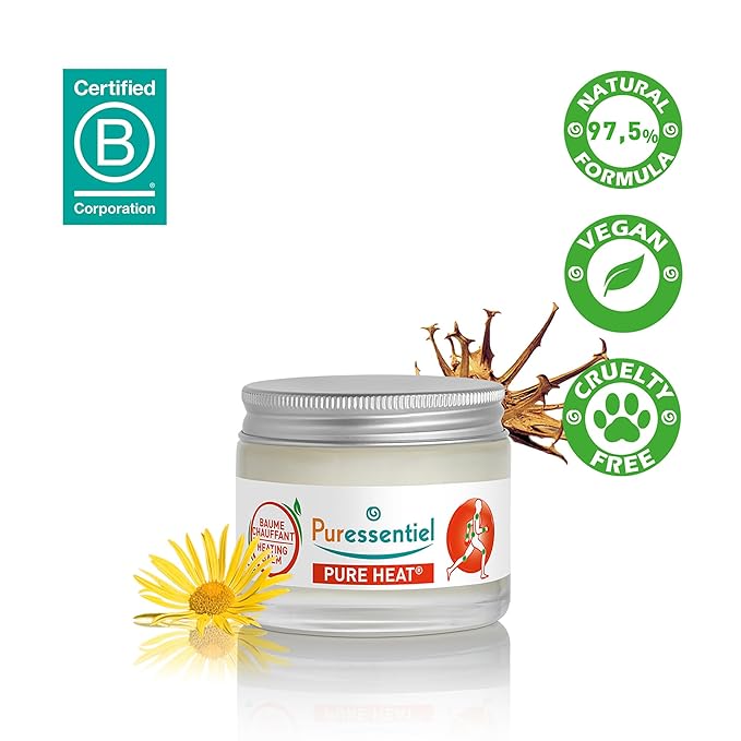 Puressentiel Muscles and Joints Pure Heat Balm - Muscle Relief Massage Balm with Sunflower Oil and Shea Butter - Joint Relief Massage Cream - 0.67 oz