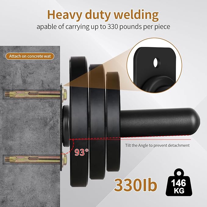 Wall Mounted Weight Plate Holder for 2" Olympic Plates, Heavy Duty Steel Weight Rack Storage, Space Saving Wall Mount Home Gym Organizer