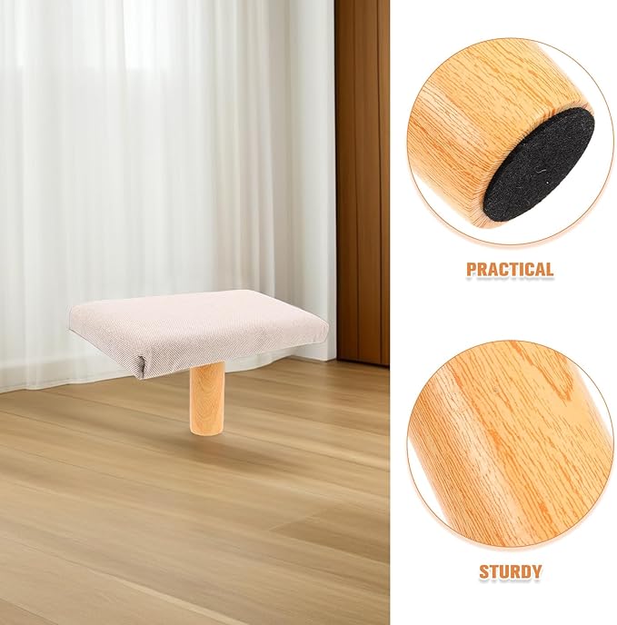 SUPVOX Bench Stool with Cushion Portable Prayer Stool Wooden Seat Beige Medium for Adults Over 150cm and Sitting Support