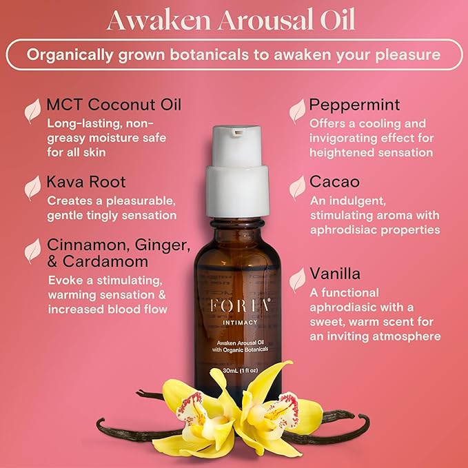 Foria Awaken Arousal Oil - Organic, All-Natural - Safe for Sensitive Skin - 1 Fl Oz