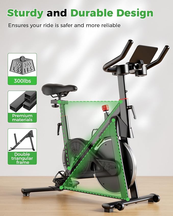 MJWW Exercise Bike, 32-Level Magnetic Resistance Stationary Bikes for Home, Low Noise 300LBS Weight Capacity Workout Cycling Bike for Home Gym with Pad Mount, LCD Monitor, Cup Holder