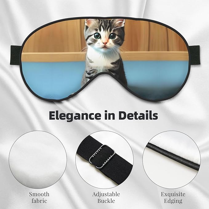 Bedroom Kitten Head-Mounted Double-Sided Light-Blocking Sleeping Eye mask to Protect Eyes and Relieve Eye Fatigue, 1 Count (Pack of 1)