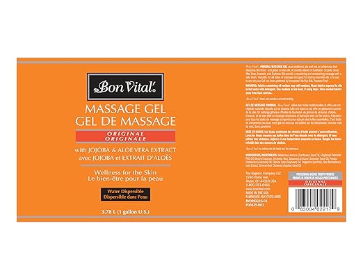Bon Vital' Original Massage Gel, 1 Gallon, Hypoallergenic & Paraben-Free, Professional Massage Gel, Hydrating Massage Cream Alternative for Dry Skin and Sensitive Skin