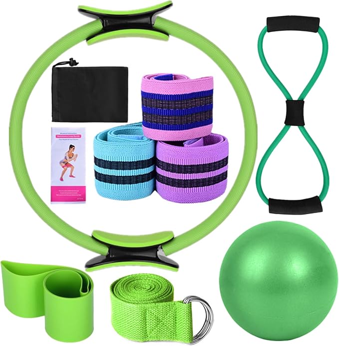 Yoga Sets for Women Pilates At Home Equipment Pilates Magic Ring oty Bands for Working Out Glutes Yoga Ball 25cm Figu 8 sistance Band Yoga Bands for Sttching