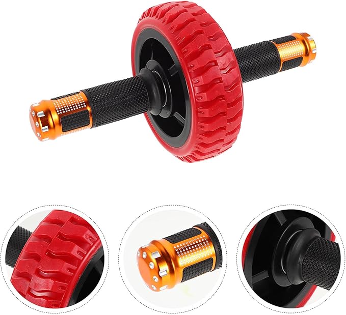 Ab Roller Wheel with Elbow Support, Multi-functional Abs Wheel for Core Strength Training, Red Compact Abdominal Trainer for Home and Gym Workout