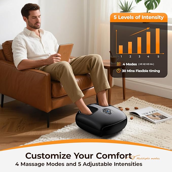 Foot Massager with Heat - Shiatsu Deep Kneading to Relieve Tired & Aching Feet, Fits Size 6-13