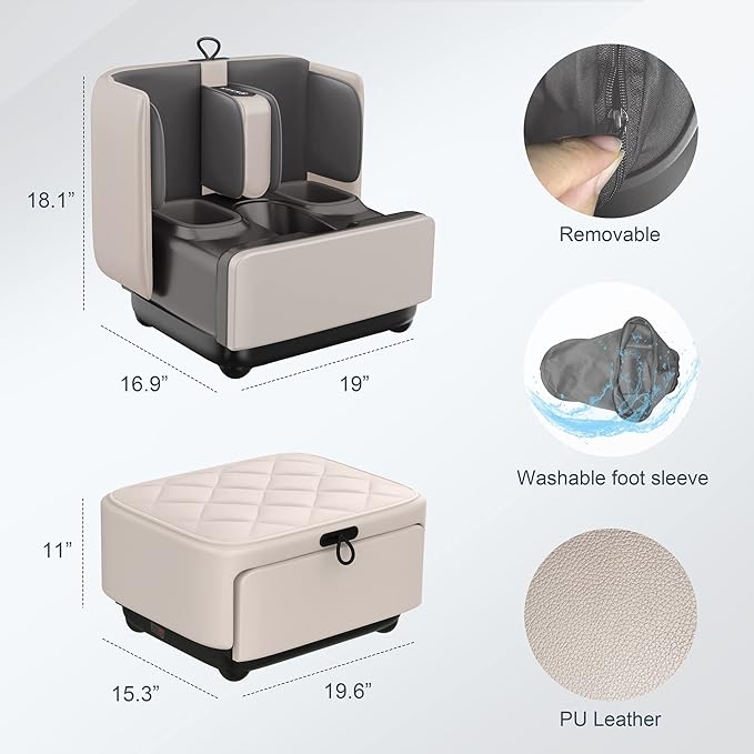 COMFIER 2-in-1 Shiatsu Foot Massager&Foot Rest,Foot and Calf Massager with APP Control,Heated Feet Massager for Foot Pain Relief,Gifts for Men Women
