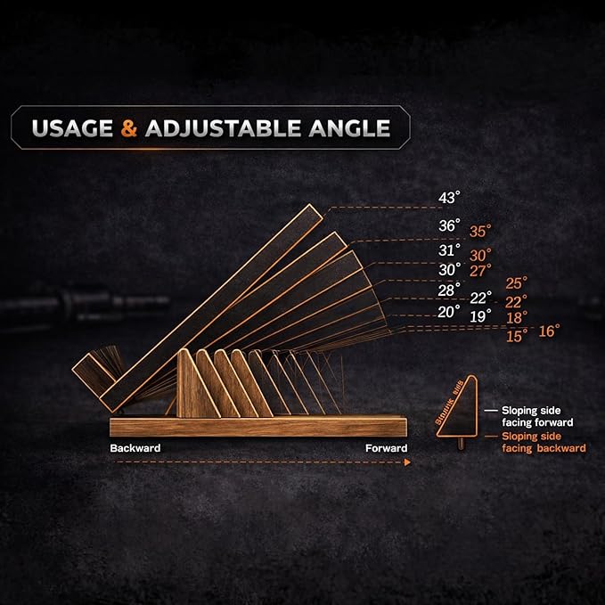 16-Level Adjustable Wooden Slant Board for Squats – 550 lbs Heavy Duty Squat Wedge for Weightlifting & Ankle Mobility – Incline Board for Calf Raises & Leg Day Training【Made in Taiwan KIJO Studio】