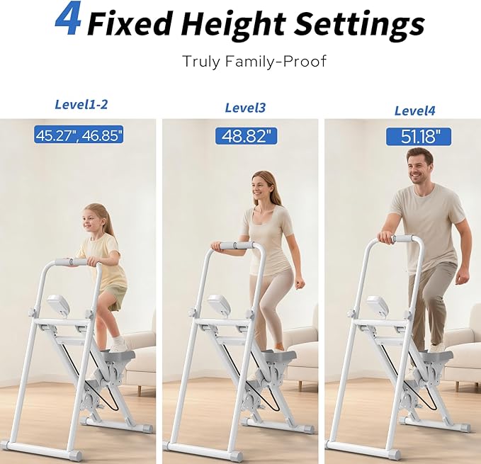 Foldable Stair Stepper for Home, Adjustable Stair Climber with 4 Heights & 3 Angles, Compact Folding Vertical Stair Master for Exercise at Home for Full-Body Workout