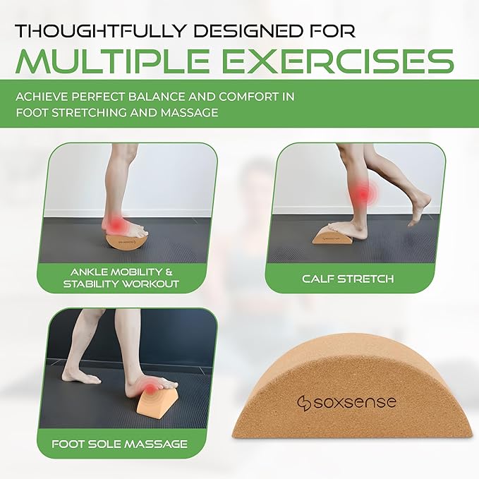 Soxsense Half Moon Recovery Block & Calf Stretching- Improve Balance, Stability & Foot Mobility/Calf Stretcher for Plantar Fasciitis Relief/Yoga & Pilates Balance Trainer