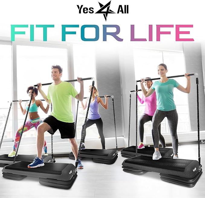 Yes4All Multi-Functional Aerobic Step Platform Adapter/Versatile Stepper Platform With Pilate Bar And Resistance Band