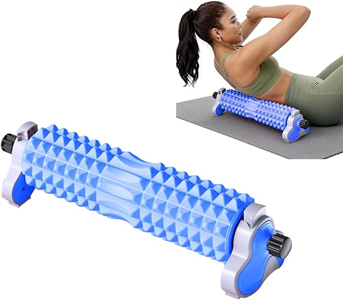 Foam Roller with Detachable Stand, 18” Deep Tissue Massage Roller, 3-Level Height Adjustable Support, Beginner-Friendly Design for Home Workout & Muscle Recovery - Blue
