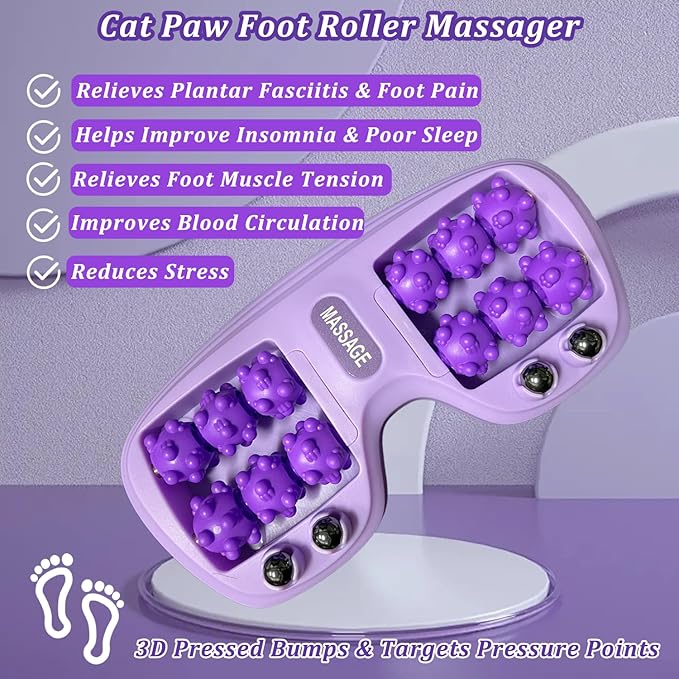 Portable Double Foot Massage Roller for Plantar Fasciitis Relief,Foot Massage Roller with Acupressure Therapy,Pain Relief, Stress Relief & Improved Circulation, Reflexology Tool for Home & Office Use