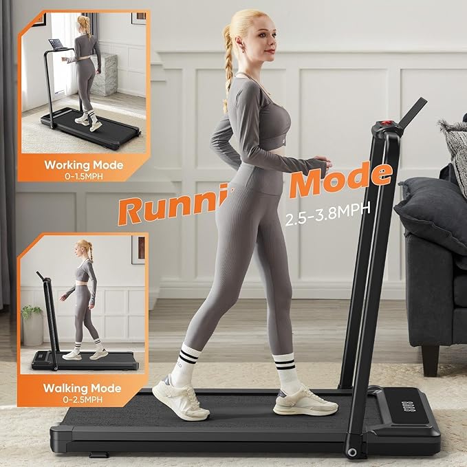 NEWBULIG Walking Pad Under Desk Treadmill, Portable Compact Electric Walking Treadmill with Remote Control for Home Office, Quiet Fitness Machine
