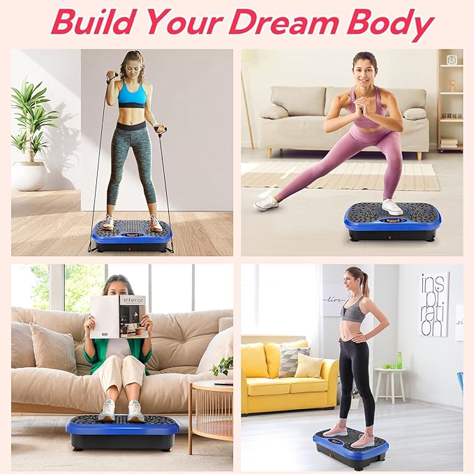 TLSUNNY Vibration Plate,3D Shake Board,Power Workout Platform,Full Body Shaping,Weight-Loss Exercise Machine for Lymphatic Drainage,W/2 Resistance Bands, Acupressure Foot Pedal&Remote Control
