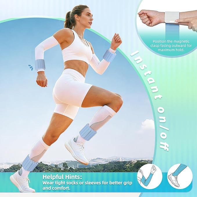 Wrist Weights Ankle Weights for Women 1 Pair (1.1 lb/2.2 lb Each) Silicone Magnetic Leg Arm Weighted Bracelet for Home Yoga Pilates Gym Workout Walking Jogging