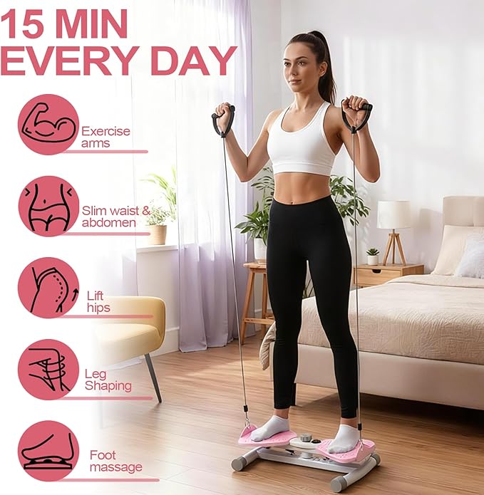 Reinforced Structure Waist Twister Machine Exercise, Ab Twist Board 440 lbs Weight Capacity for Slim Waist and Core, with Smart LED Digital Display Track Time, Reps, Calories for Women
