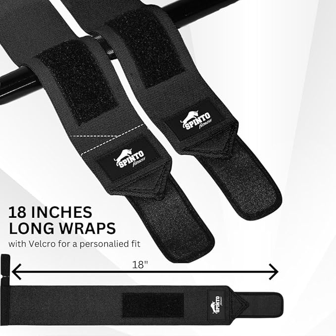 18" Wrist Wraps for Weightlifting USPA-Approved Wrist Support with Thumb Loop Heavy Duty Wrist Braces for Powerlifting, Gym, Cross Training & Strength Training for Men & Women
